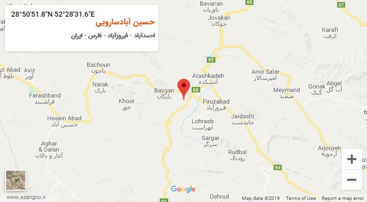 روستای حسین آبادسارویی بر روی نقشه