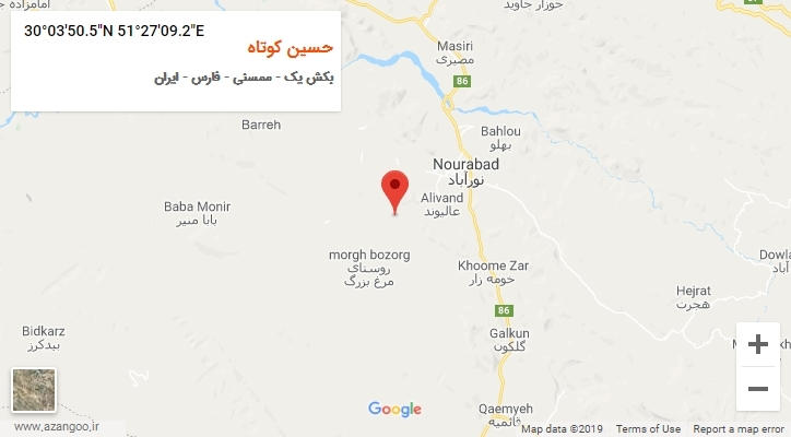 روستای حسین کوتاه بر روی نقشه