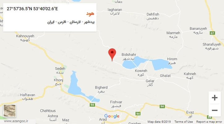 روستای هود بر روی نقشه