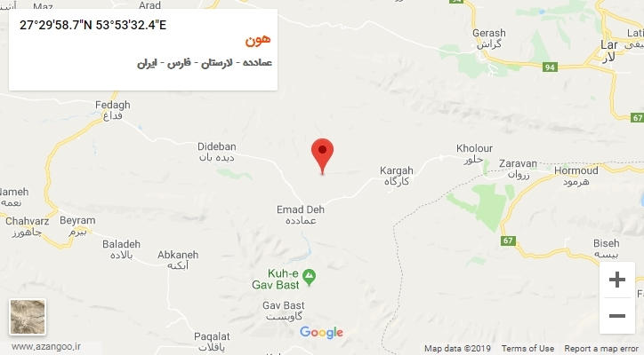 روستای هون بر روی نقشه