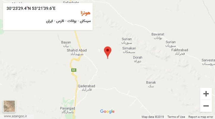 روستای هونزا بر روی نقشه