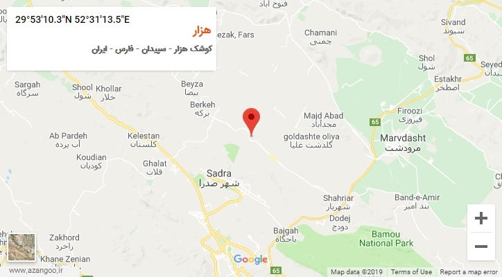 روستای هزار بر روی نقشه