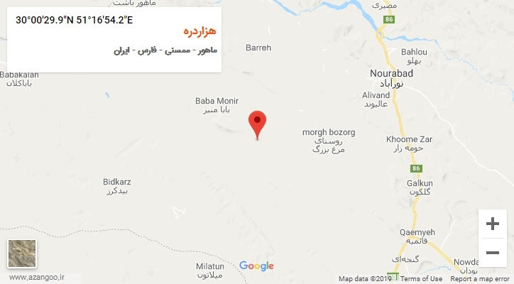 روستای هزاردره بر روی نقشه