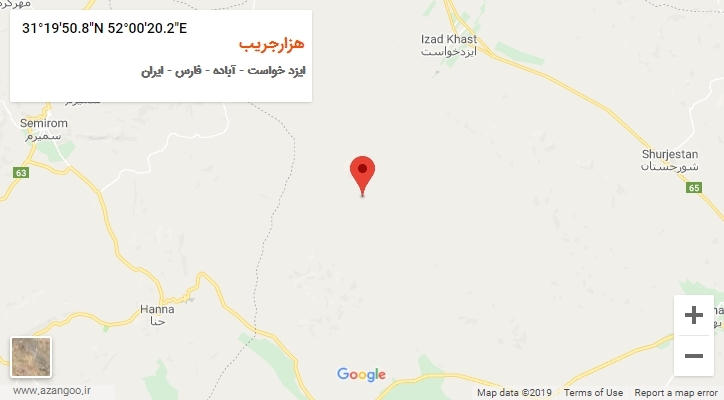 روستای هزارجریب بر روی نقشه