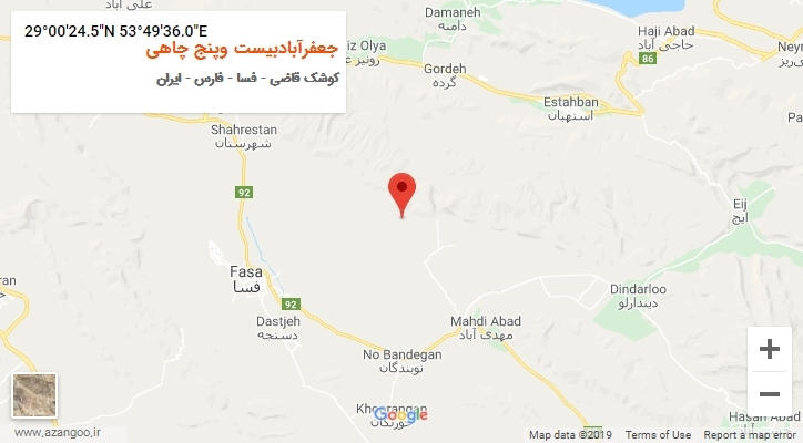 روستای جعفرآبادبیست وپنج چاهی بر روی نقشه