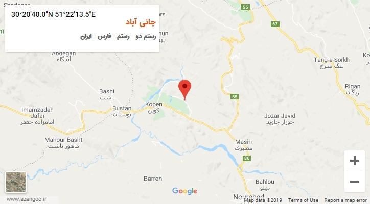 روستای جانی آباد بر روی نقشه