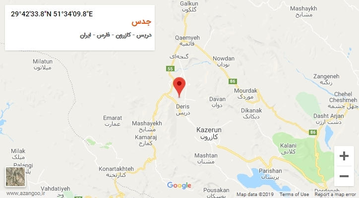 روستای جدس بر روی نقشه