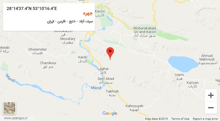 روستای جهره بر روی نقشه