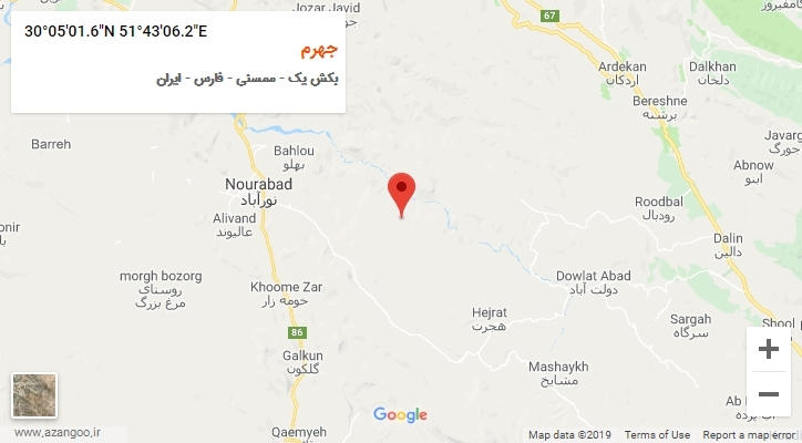 روستای جهرم بر روی نقشه