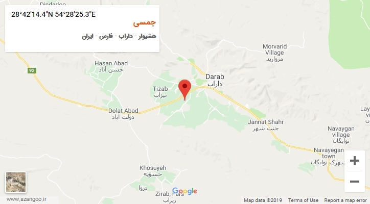 روستای جمسی بر روی نقشه