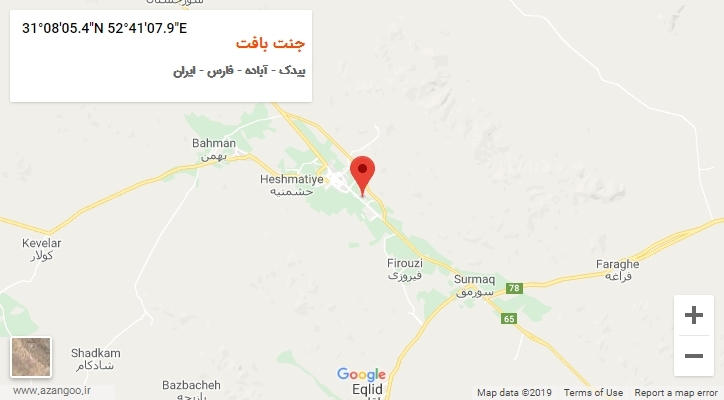 روستای جنت بافت بر روی نقشه