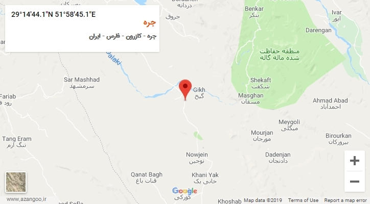 روستای جره بر روی نقشه
