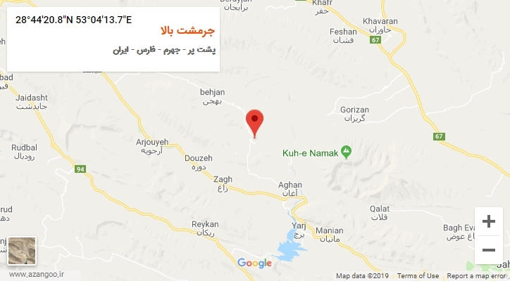 روستای جرمشت بالا بر روی نقشه