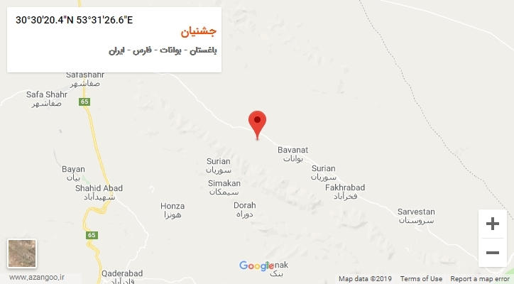 روستای جشنیان بر روی نقشه