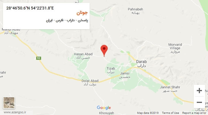 روستای جونان بر روی نقشه