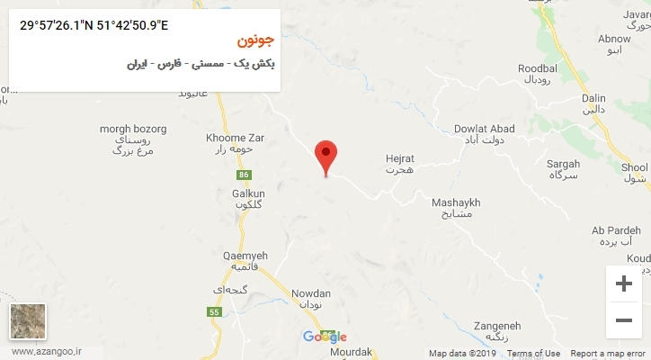 روستای جونون بر روی نقشه
