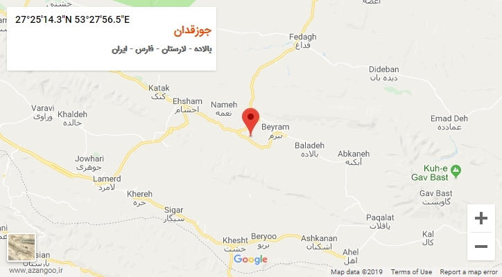 روستای جوزقدان بر روی نقشه