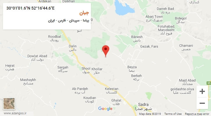 روستای جیان بر روی نقشه