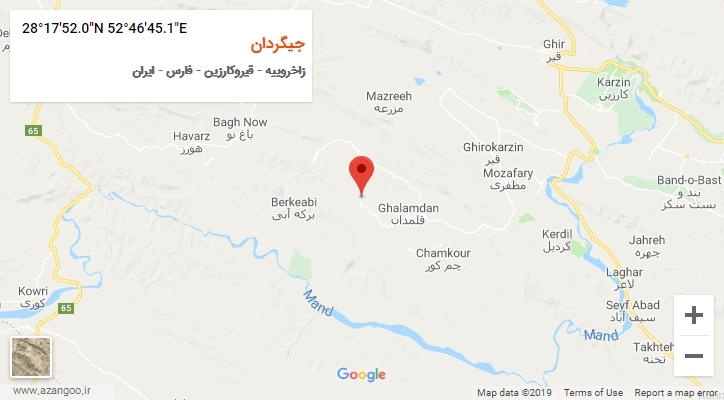 روستای جیگردان بر روی نقشه