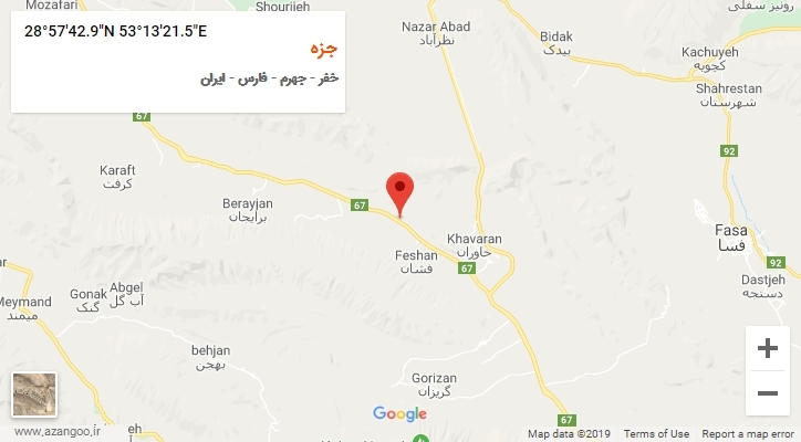 روستای جزه بر روی نقشه