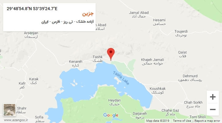 روستای جزین بر روی نقشه