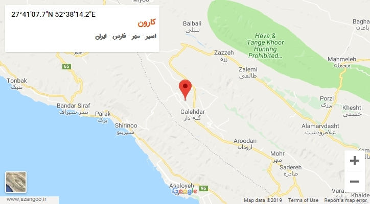 روستای کارون بر روی نقشه