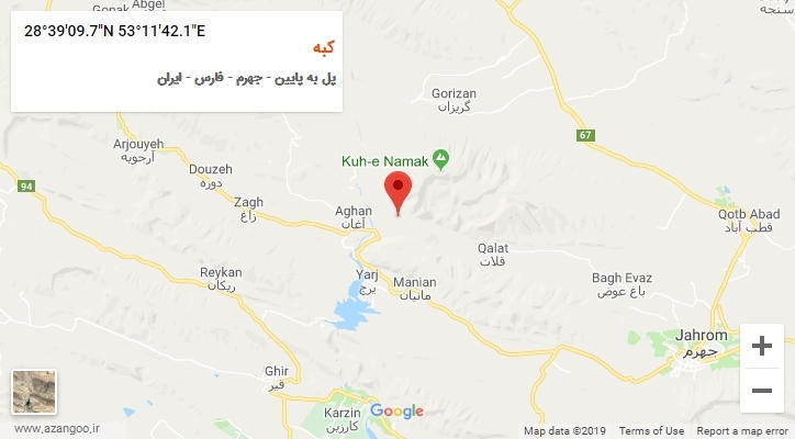 روستای کبه بر روی نقشه