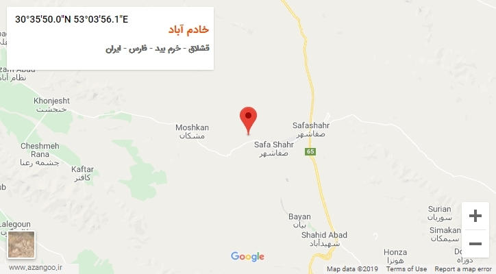 روستای خادم آباد بر روی نقشه