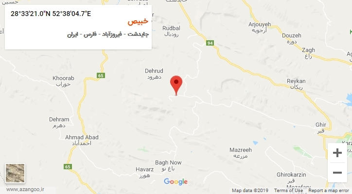 روستای خبیص بر روی نقشه