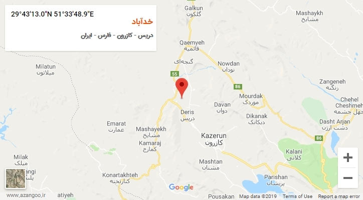 روستای خدآباد بر روی نقشه