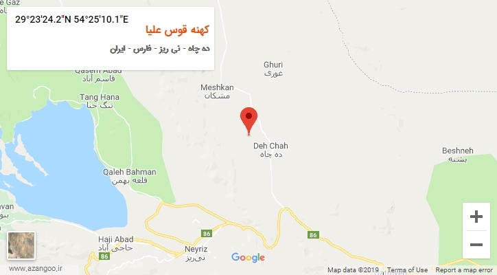 روستای کهنه قوس علیا بر روی نقشه
