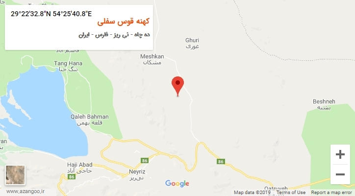 روستای کهنه قوس سفلی بر روی نقشه