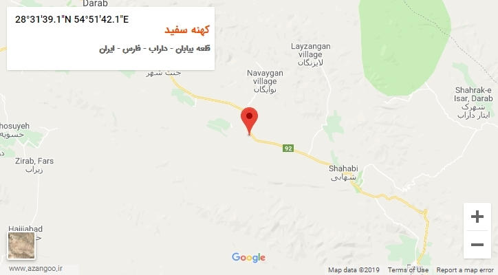 روستای کهنه سفید بر روی نقشه