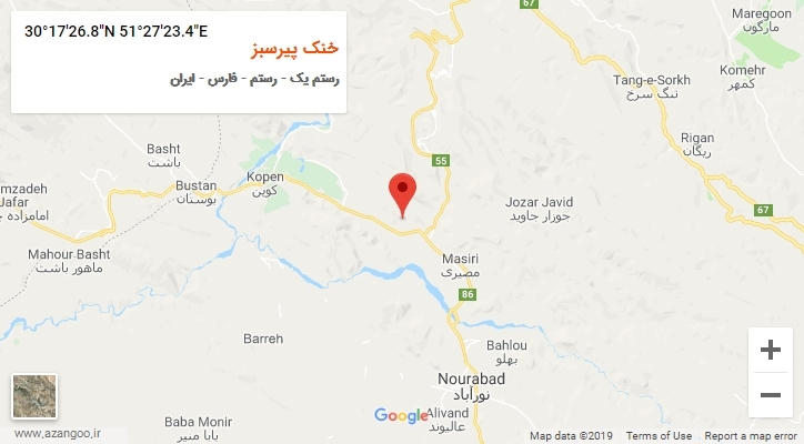 روستای خنک پیرسبز بر روی نقشه