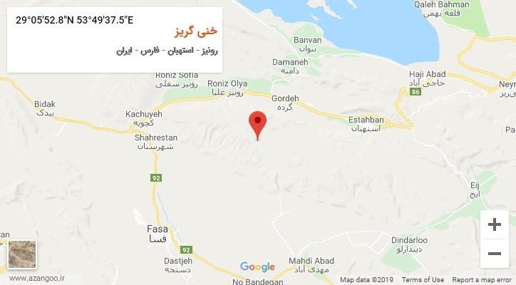 روستای خنی گریز بر روی نقشه