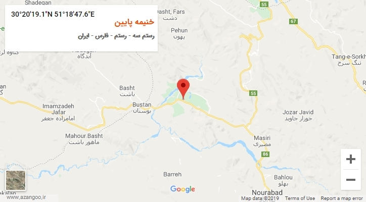 روستای خنیمه پایین بر روی نقشه