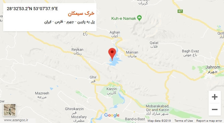 روستای خرک سیمکان بر روی نقشه
