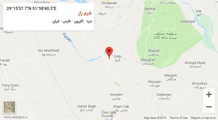 روستای خرم زار بر روی نقشه