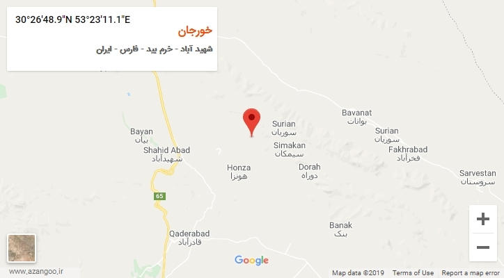 روستای خورجان بر روی نقشه