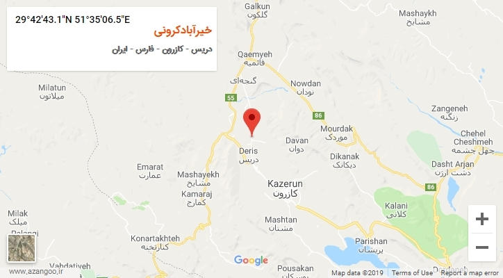 روستای خیرآبادکرونی بر روی نقشه