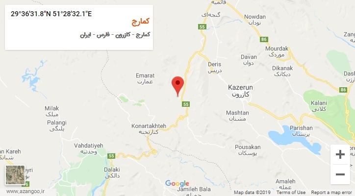 روستای کمارج بر روی نقشه