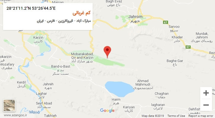 روستای کم غربالی بر روی نقشه