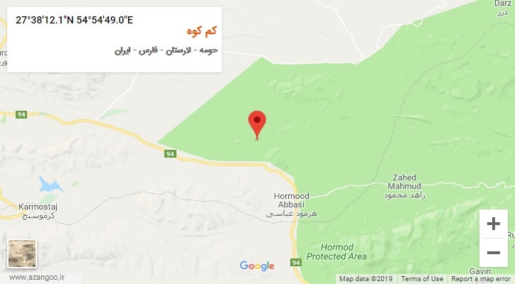 روستای کم کوه بر روی نقشه