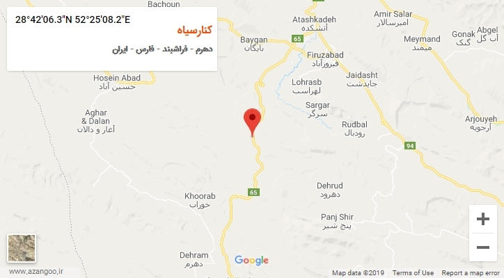 روستای کنارسیاه بر روی نقشه