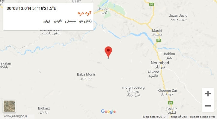 روستای کره دره بر روی نقشه