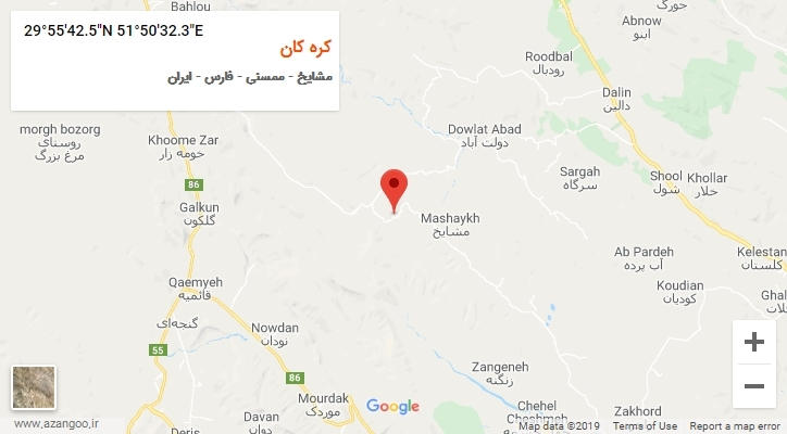 روستای کره کان بر روی نقشه