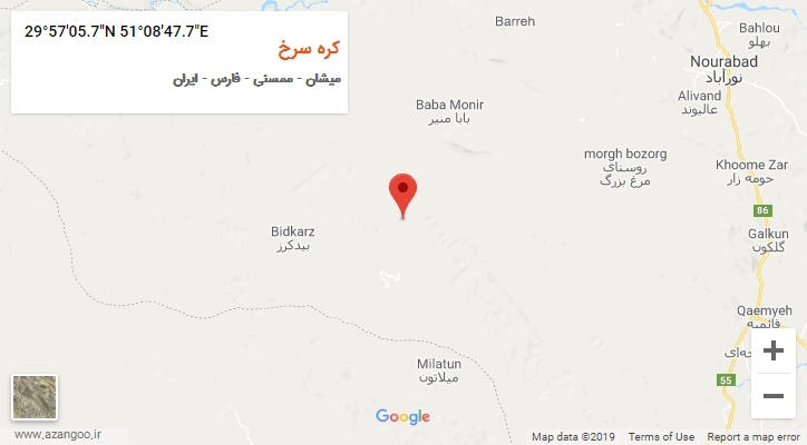 روستای کره سرخ بر روی نقشه