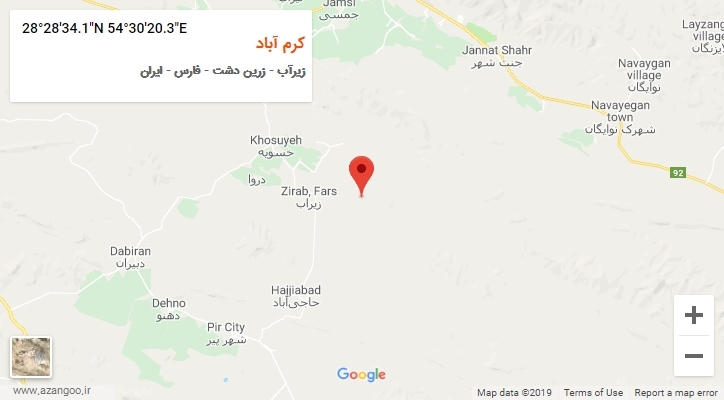 روستای کرم آباد بر روی نقشه