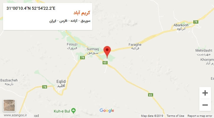 روستای کریم آباد بر روی نقشه