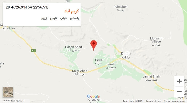روستای کریم آباد بر روی نقشه